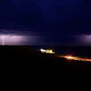Lightning strikes over Lewinnick Lodge, Newquay, Cornwall